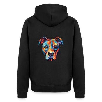 Staffordshire Bull Terrier Staffy Dog Watercolor - Unisex Premium Organic Zip Hoodie - black - Back - Nico (187cm)