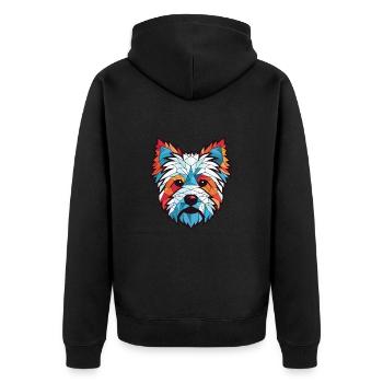 West Highland Terrier Hunderasse Aquarellglas - Unisex Premium Bio Zip Hoodie - Schwarz - Hinten - Nico (187cm)