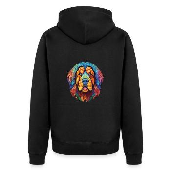 Tibetischer Mastiff Hunderasse Aquarell Illustration - Unisex Premium Bio Zip Hoodie - Schwarz - Hinten - Nico (187cm)