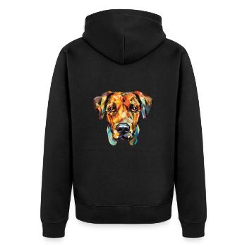 Treeing Tennessee Brindle Dog Breed Watercolor - Unisex Premium Organic Zip Hoodie - black - Back - Nico (187cm)