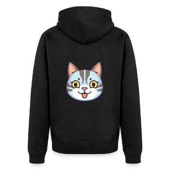 Amerikanisch Kurzhaar Katze Karikatur Aquarell Clipart - Unisex Premium Bio Zip Hoodie - Schwarz - Hinten - Nico (187cm)