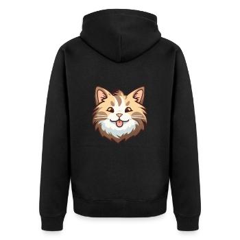 American Bobtail chat dessin animé aquarelle Clipart - Veste à capuche bio Premium Unisexe - noir - Dos - Nico (187cm)