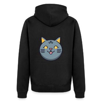Chartreux Cat Cartoon Watercolor Illustration - Unisex Premium Organic Zip Hoodie - black - Back - Nico (187cm)