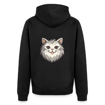 Sibirische Katze Karikatur Aquarell Illustration - Unisex Premium Bio Zip Hoodie - Schwarz - Hinten - Nico (187cm)