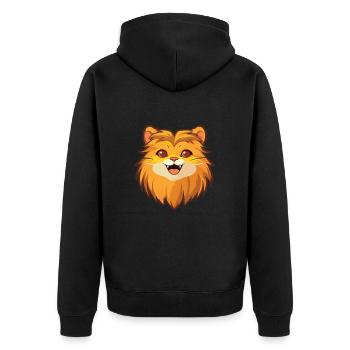 Chat allemand à poil long dessin animé aquarelle Clipart - Veste à capuche bio Premium Unisexe - noir - Dos - Nico (187cm)