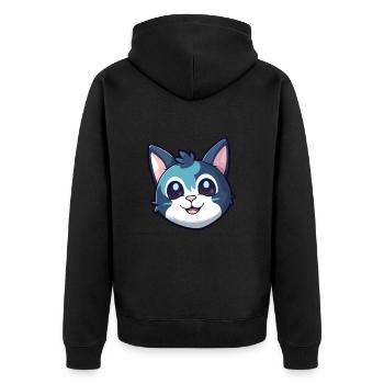 Ägäische Katze Karikatur Aquarell Illustration - Unisex Premium Bio Zip Hoodie - Schwarz - Hinten - Nico (187cm)