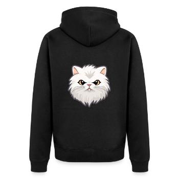 Weiße Langhaar Perserkatze Karikatur Aquarell Kunst - Unisex Premium Bio Zip Hoodie - Schwarz - Hinten - Nico (187cm)