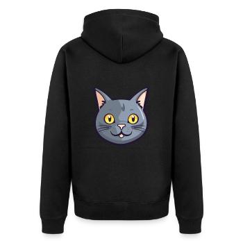 Chartreux Cat Cartoon Watercolor Illustration - Unisex Premium Organic Zip Hoodie - black - Back - Nico (187cm)