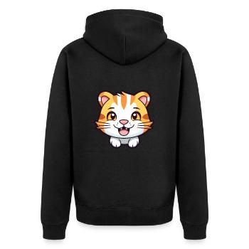 Tiger Cat Bunte Karikatur Aquarell Illustration - Unisex Premium Bio Zip Hoodie - Schwarz - Hinten - Nico (187cm)