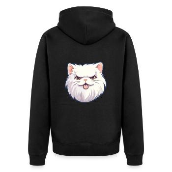 Weiße Langhaar Perserkatze Karikatur Aquarell Kunst - Unisex Premium Bio Zip Hoodie - Schwarz - Hinten - Nico (187cm)