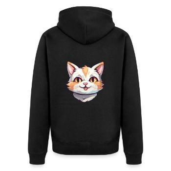 Hauskatze Cartoon Aquarell Illustration - Unisex Premium Bio Zip Hoodie - Schwarz - Hinten - Nico (187cm)