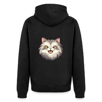 Sibirische Katze Karikatur Aquarell Illustration - Unisex Premium Bio Zip Hoodie - Schwarz - Hinten - Nico (187cm)