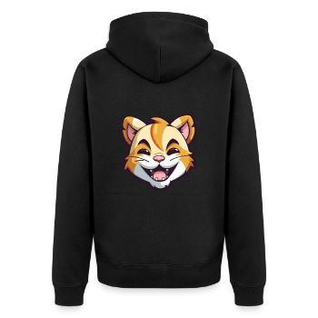 Tiger Cat Bunte Karikatur Aquarell Illustration - Unisex Premium Bio Zip Hoodie - Schwarz - Hinten - Nico (187cm)
