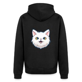 Turkish Angora Cat Cartoon Watercolor Illustration - Unisex Premium Organic Zip Hoodie - black - Back - Nico (187cm)