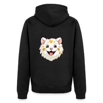 Laperm Katze Karikatur Aquarell Illustration - Unisex Premium Bio Zip Hoodie - Schwarz - Hinten - Nico (187cm)