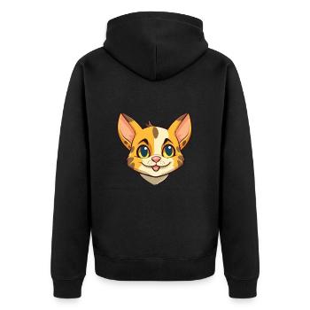 Savannah Katze Cartoon Aquarell Illustration - Unisex Premium Bio Zip Hoodie - Schwarz - Hinten - Nico (187cm)