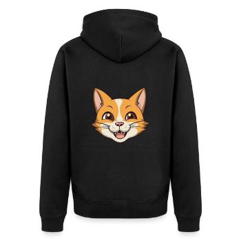 German Rex Cat Cartoon Watercolor Illustration - Unisex Premium Organic Zip Hoodie - black - Back - Nico (187cm)