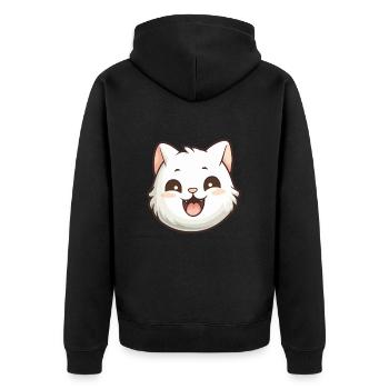 Khao Manee chat dessin animé illustration à l’aquarelle - Veste à capuche bio Premium Unisexe - noir - Dos - Nico (187cm)