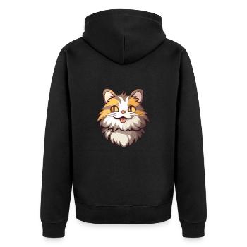 Kurilian Bobtail Katze Karikatur Aquarell Clipart - Unisex Premium Bio Zip Hoodie - Schwarz - Hinten - Nico (187cm)