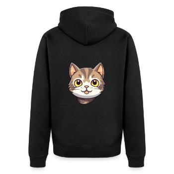 American Wirehair Cat Cartoon Watercolor Clipart - Unisex Premium Organic Zip Hoodie - black - Back - Nico (187cm)