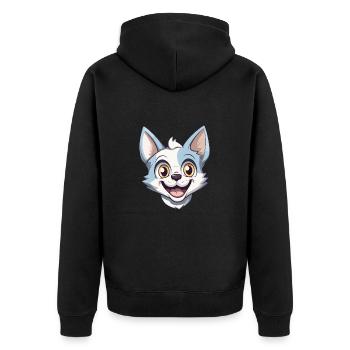 Donskoy Katze Karikatur Aquarell Illustration - Unisex Premium Bio Zip Hoodie - Schwarz - Hinten - Nico (187cm)