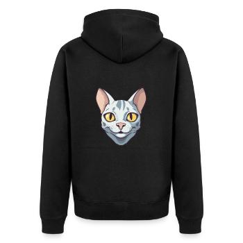 Ägyptische Mau-Katze Karikatur Aquarell Illustration - Unisex Premium Bio Zip Hoodie - Schwarz - Hinten - Nico (187cm)