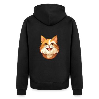 Karelische Bobtail-Katze Karikatur Aquarell Clipart - Unisex Premium Bio Zip Hoodie - Schwarz - Hinten - Nico (187cm)