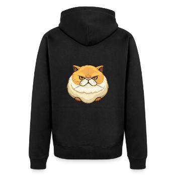 Exotische Kurzhaar Katze Karikatur Aquarell Clipart - Unisex Premium Bio Zip Hoodie - Schwarz - Hinten - Nico (187cm)