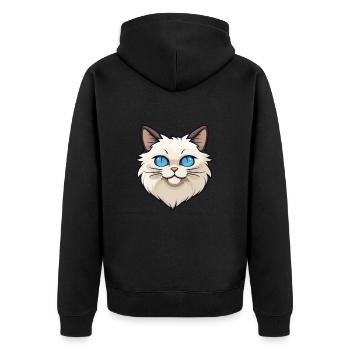 Birma Heilige Katze Karikatur Aquarell Illustration - Unisex Premium Bio Zip Hoodie - Schwarz - Hinten - Nico (187cm)