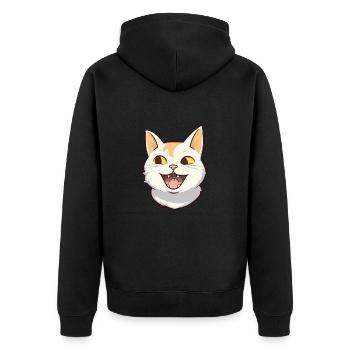 Javanische Katze Karikatur Aquarell Illustration - Unisex Premium Bio Zip Hoodie - Schwarz - Hinten - Nico (187cm)