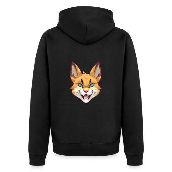Eurasian Lynx Cat Cartoon Watercolor Illustration - Unisex Premium Organic Zip Hoodie - black - Back - Nico (187cm)