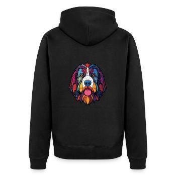 Schapendoes race chien aquarelle illustration - Veste à capuche bio Premium Unisexe - noir - Dos - Nico (187cm)