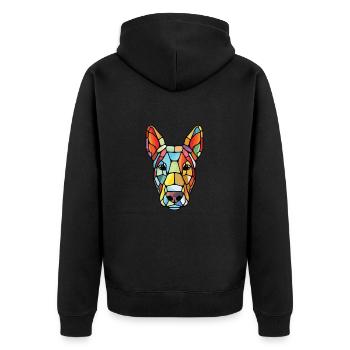 Miniatur Bullterrier Hunderasse Aquarellglas - Unisex Premium Bio Zip Hoodie - Schwarz - Hinten - Nico (187cm)