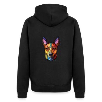 Lancashire Heeler Ormskirk Terrier Hund Aquarell - Unisex Premium Bio Zip Hoodie - Schwarz - Hinten - Nico (187cm)