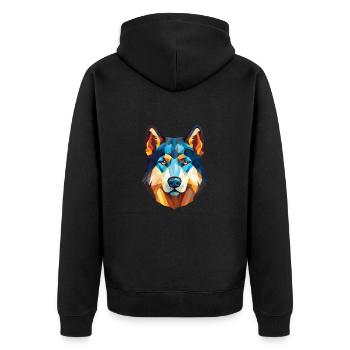 Labrador Husky kanadische Hunderasse Aquarellglas - Unisex Premium Bio Zip Hoodie - Schwarz - Hinten - Nico (187cm)