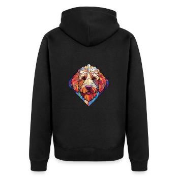 Labradoodle Dog Breed Watercolor Illustration - Unisex Premium Organic Zip Hoodie - black - Back - Nico (187cm)