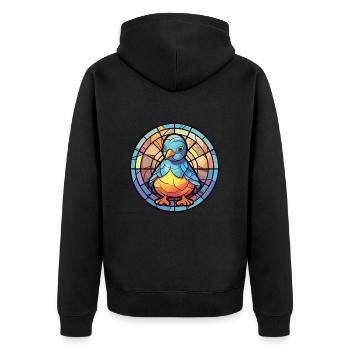 Chick Colorful Watercolor Animal Pet Illustration - Unisex Premium Organic Zip Hoodie - black - Back - Nico (187cm)