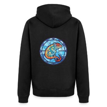 Chameleon Colorful Watercolor Animal Illustration - Unisex Premium Organic Zip Hoodie - black - Back - Nico (187cm)