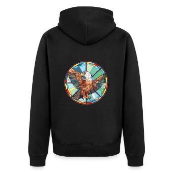 Eagle Colorful Watercolor Animal Pet Illustration - Unisex Premium Organic Zip Hoodie - black - Back - Nico (187cm)
