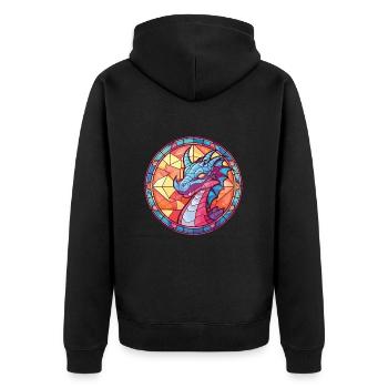 Drache Buntes Aquarell Tier Haustier Illustration - Unisex Premium Bio Zip Hoodie - Schwarz - Hinten - Nico (187cm)