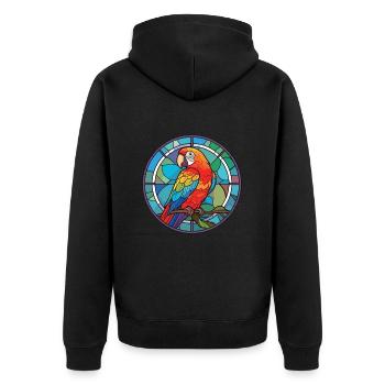 Papagei buntes Aquarell Tier Haustier Illustration - Unisex Premium Bio Zip Hoodie - Schwarz - Hinten - Nico (187cm)