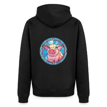 Cochon Coloré Aquarelle Animal Animal Illustration - Veste à capuche bio Premium Unisexe - noir - Dos - Nico (187cm)