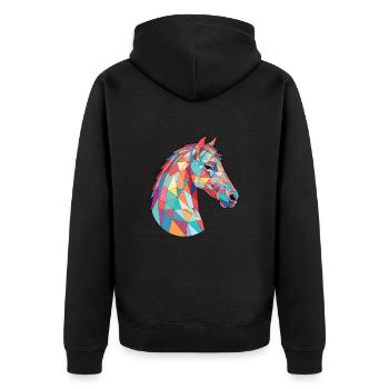 Pferd buntes Aquarell Tier Haustier Illustration - Unisex Premium Bio Zip Hoodie - Schwarz - Hinten - Nico (187cm)