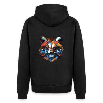 Raccoon Colorful Watercolor Animal Illustration - Unisex Premium Organic Zip Hoodie - black - Back - Nico (187cm)