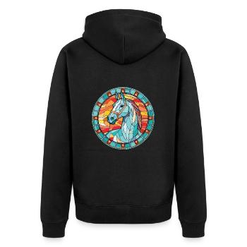 Cheval Aquarelle Colorée Animal Illustration D’animaux De Compagnie - Veste à capuche bio Premium Unisexe - noir - Dos - Nico (187cm)