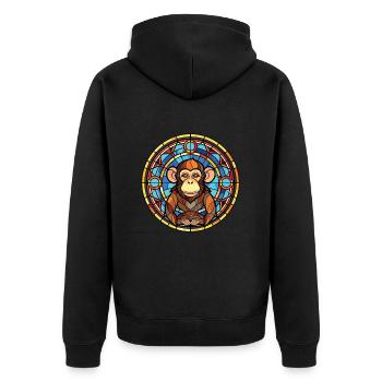 Monkey Colorful Watercolor Animal Pet Illustration - Unisex Premium Organic Zip Hoodie - black - Back - Nico (187cm)