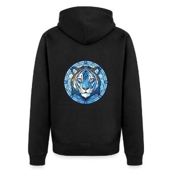 Bleu Aquatique Tigre Aquarelle Colorée Animal de compagnie - Veste à capuche bio Premium Unisexe - noir - Dos - Nico (187cm)