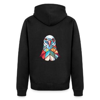 Taube buntes Aquarell Tier Haustier Illustration - Unisex Premium Bio Zip Hoodie - Schwarz - Hinten - Nico (187cm)
