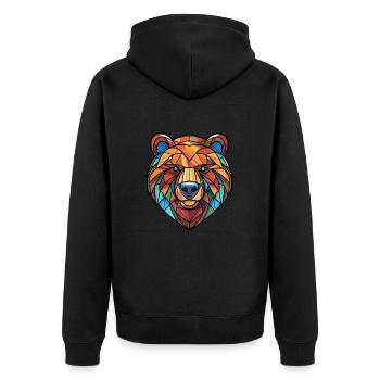 Bär buntes Aquarell Tier Haustier Illustration - Unisex Premium Bio Zip Hoodie - Schwarz - Hinten - Nico (187cm)