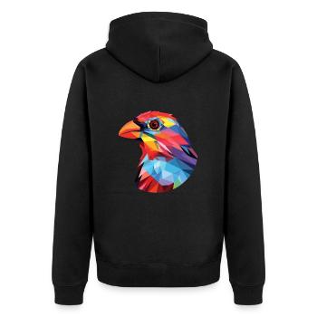 Finch Buntes Aquarell Tier Haustier Illustration - Unisex Premium Bio Zip Hoodie - Schwarz - Hinten - Nico (187cm)